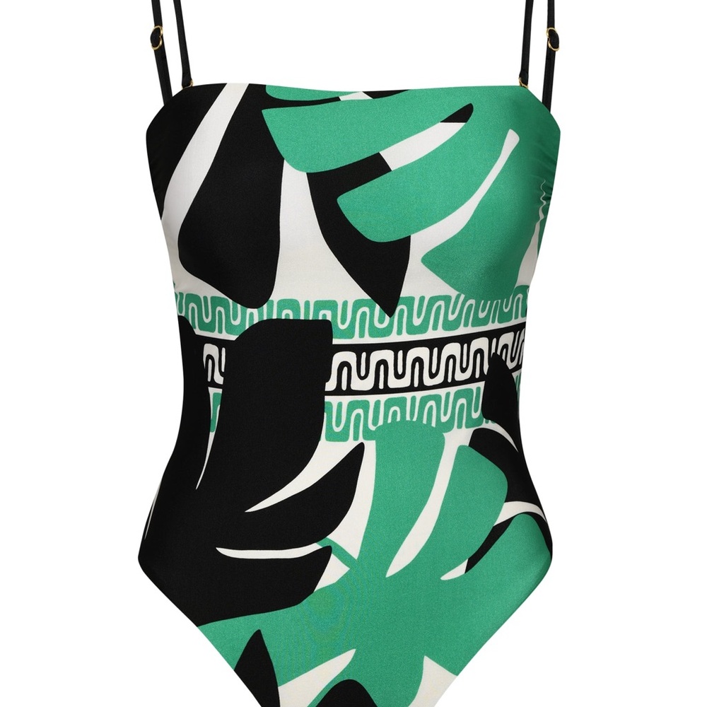 NWOT 10 La Blanca Sunshine 79 Monstera Bandeau One Piece Swimsuit